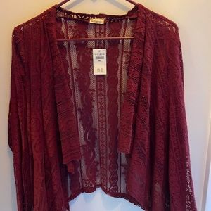 Hollister lace cover up burgundy NEW